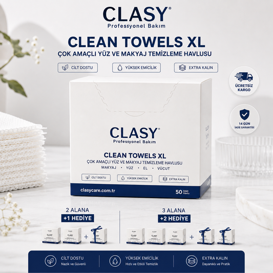 Clasy® Hijyenik Yüz Ve Makyaj Temizleme Bakım Havlusu